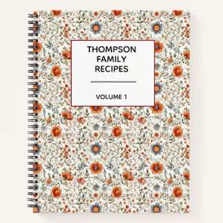 Stylish Floral Neutrals Personalized Recipe Notizbuch