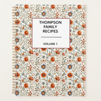 Stylish Floral Neutrals Personalized Recipe Planer