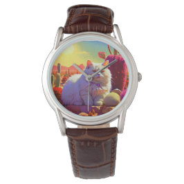 Stylish fluffy cat watch for cat lovers armbanduhr