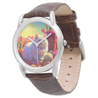 Stylish fluffy cat watch for cat lovers armbanduhr