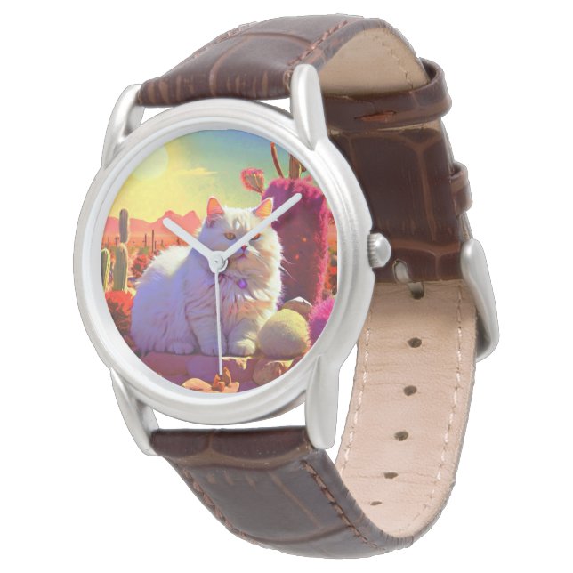 Stylish fluffy cat watch for cat lovers armbanduhr (Schrägansicht)
