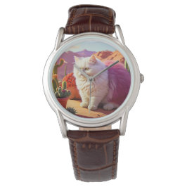 Stylish fluffy cat watch for cat lovers. armbanduhr