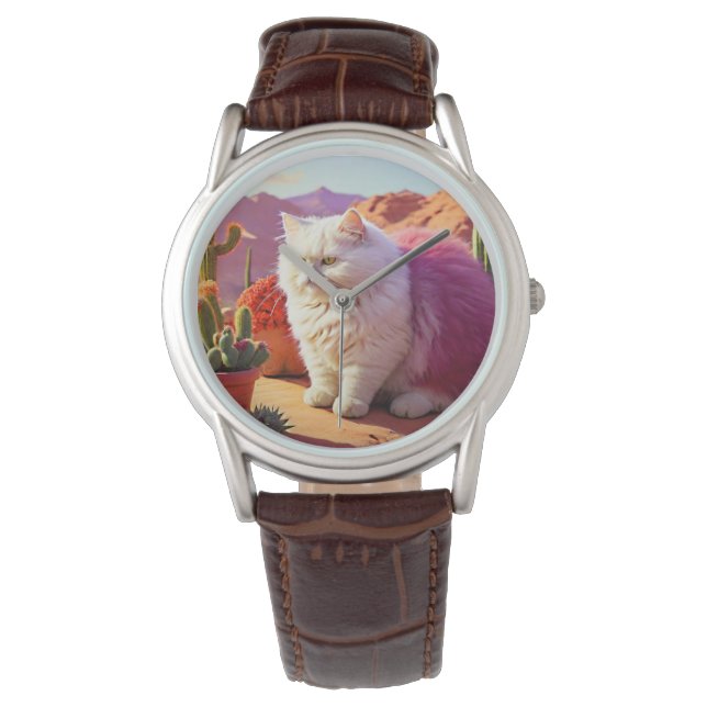 Stylish fluffy cat watch for cat lovers. armbanduhr (Vorderseite)