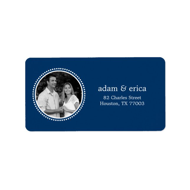 Stylish Frame Foto Address Labels (Navy) Adressaufkleber (Vorne)