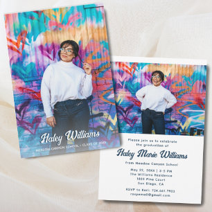 Stylish Fun Custom 2 Foto Graduation Party Einladung