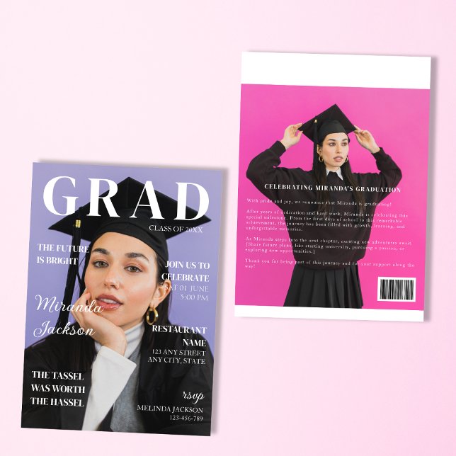 Stylish Fun Modern 2025 Abschluss Magazine Einladung (Stylish Fun Modern 2025 Graduation Magazine Invitation)