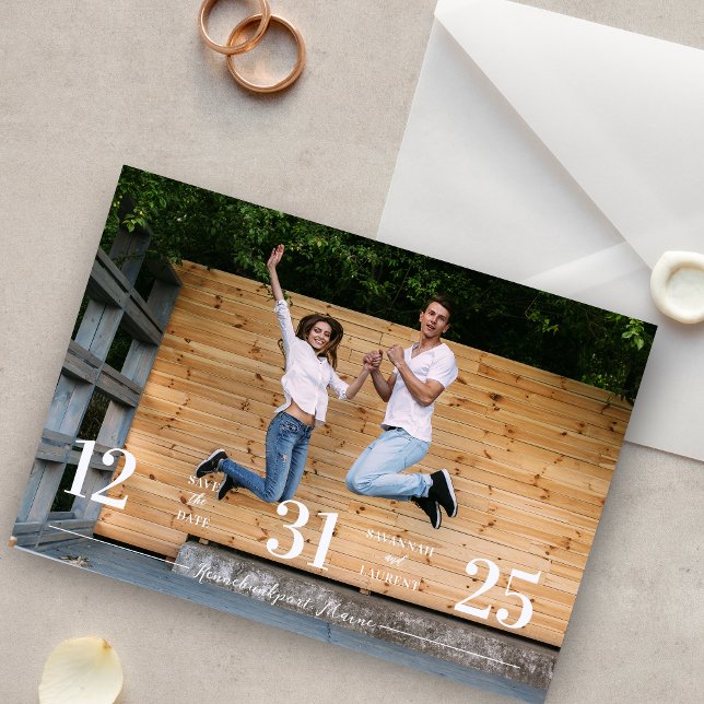 Stylish & Fun Unmatched Wedding Photo Card Save The Date (Stylish & Fun Unmatched Wedding Photo Card Save the Date with Envelope.)