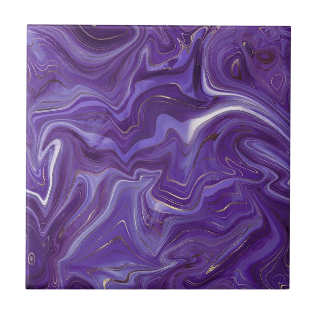 Stylish Funky Groovy Lila Curves Marble 5-6 Fliese (Vorderseite)