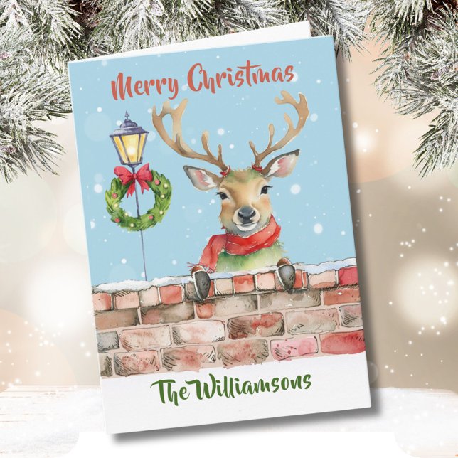 Stylish Funky Quirky Watercolor Reindeer Karte (Von Creator hochgeladen)