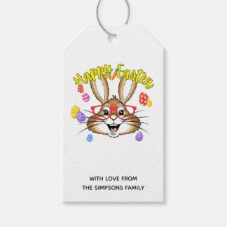 Stylish funny bunny colorful Floral Happy Easter Geschenkanhänger