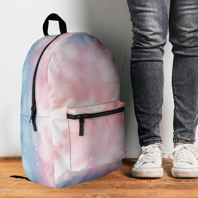 Stylish Girly Sky Blue Pink Pastel Cloud Bedruckter Rucksack (Stylish Girly Sky Blue Pink Pastel Cloud Printed Backpack
)