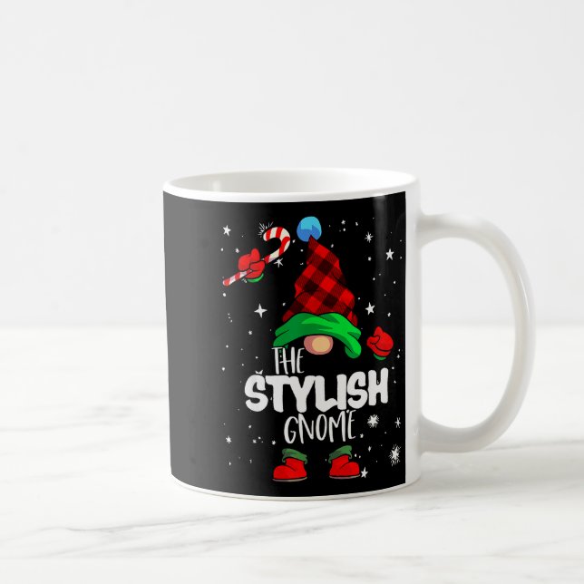 Stylish Gnome Red Buffalo Plaid Matching Family Ch Kaffeetasse (Rechts)