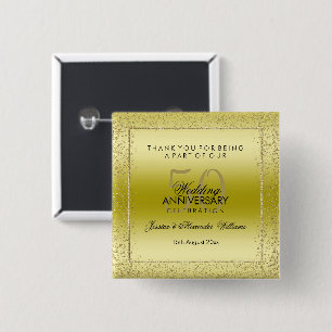 Stylish Gold Confetti 50. Hochzeit Vielen Dank Button