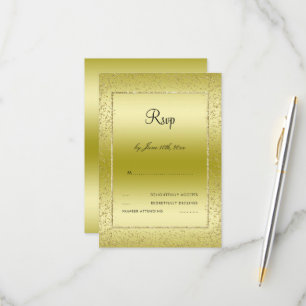 Stylish Gold Confetti 50. Wedding RSVP Karte
