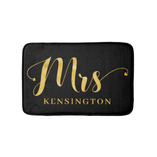 Stylish Gold Foil Typografie Mrs. Newlywed Badematte