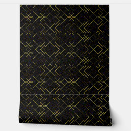 Stylish Gold Geometric Box Design Black Tapete
