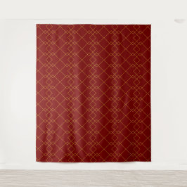 Stylish Gold Geometric Box Design Deep Red Wandteppich