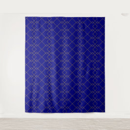 Stylish Gold Geometric Box Design Navy Blue Wandteppich