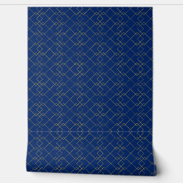 Stylish Gold Geometric Box Design Navy Tapete