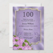 Stylish Gold Gerahmt Mauve Tapestry 100. Geburtsta