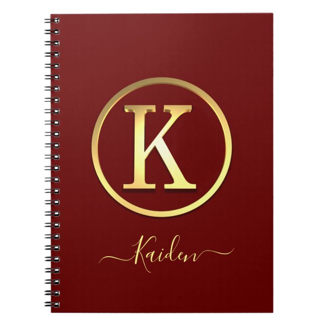 Stylish Gold Initial K Notebook Notizblock (Vorderseite)