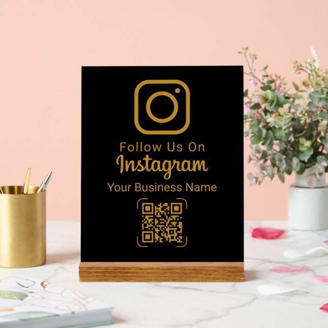 Stylish Gold Instagram Business Name QR Code Acrylschild (Hochzeit)