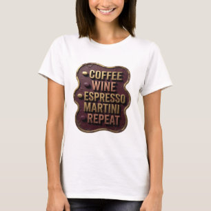 Stylish Gold KAFFEE WEIN ESPRESSO MARTINI REPEAT v T-Shirt