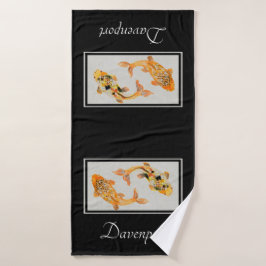 Stylish Gold Koi Fish Badhandtuch Set