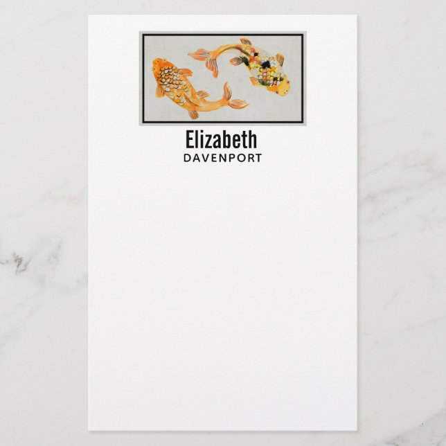 Stylish Gold Koi Fish Briefpapier (Vorderseite)