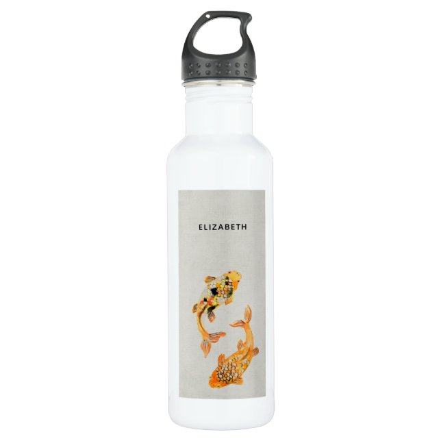 Stylish Gold Koi Fish Edelstahlflasche (Vorderseite)