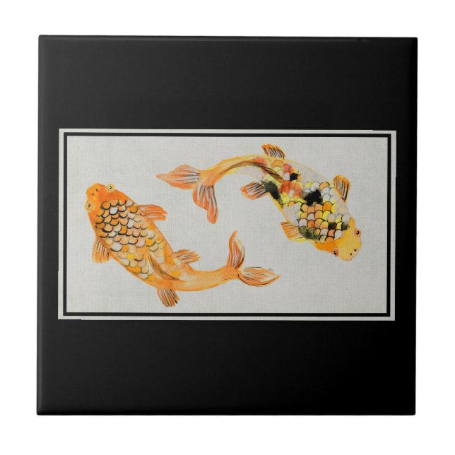 Stylish Gold Koi Fish Fliese (Vorderseite)