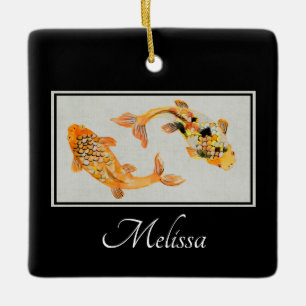 Stylish Gold Koi Fish Keramikornament