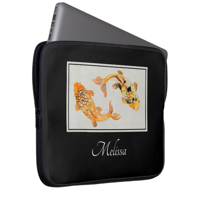 Stylish Gold Koi Fish Laptopschutzhülle (Vorne Rechts)
