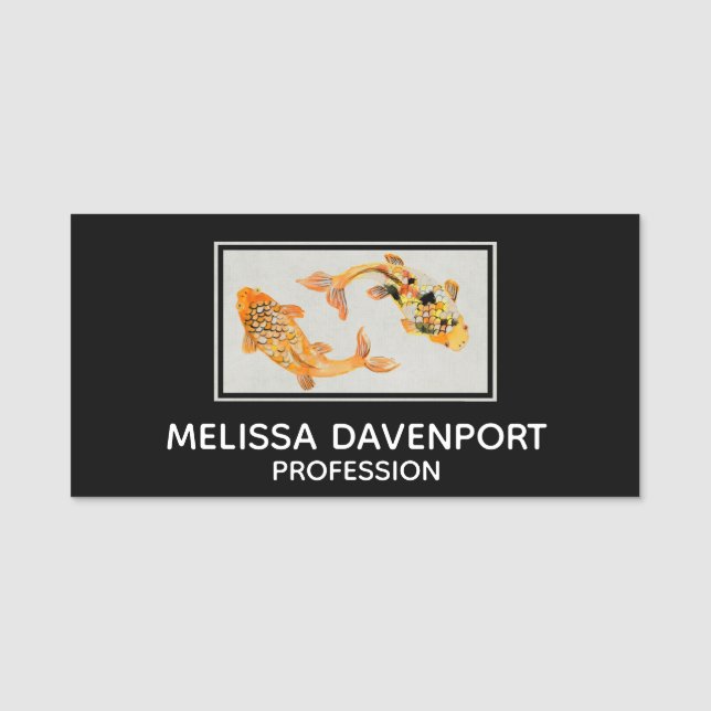 Stylish Gold Koi Fish Namensschild (Vorderseite)