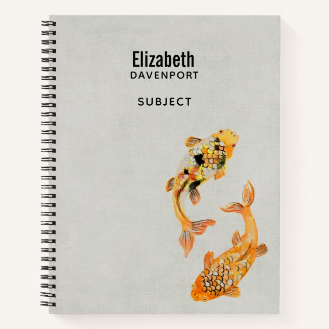 Stylish Gold Koi Fish Notizbuch (Vorderseite)