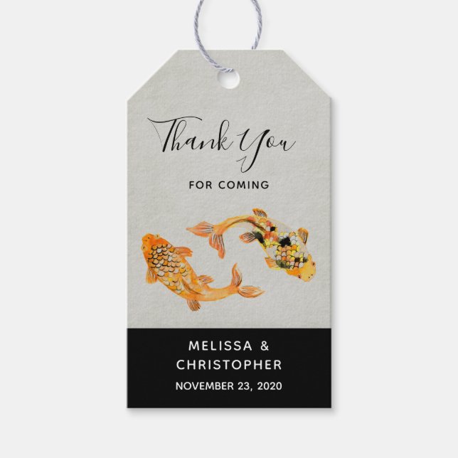 Stylish Gold Koi Fish Wedding Vielen Dank Geschenkanhänger (Vorderseite)