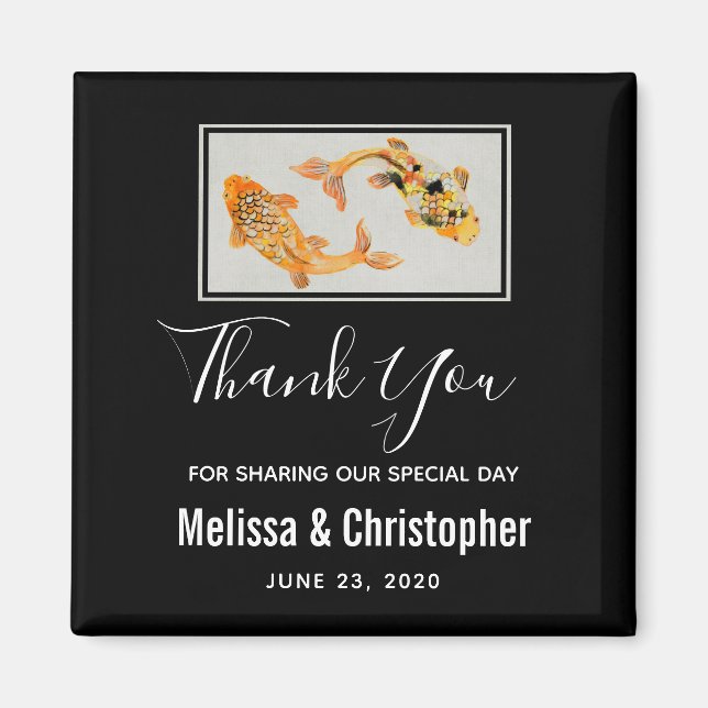 Stylish Gold Koi Fish Wedding Vielen Dank Magnet (Vorne)