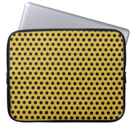 Stylish Gold M Laptop Cover with Black Dot Pattern