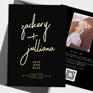 Stylish GOLD NAMES   FOTO SAVE THE DATE Folieneinladung