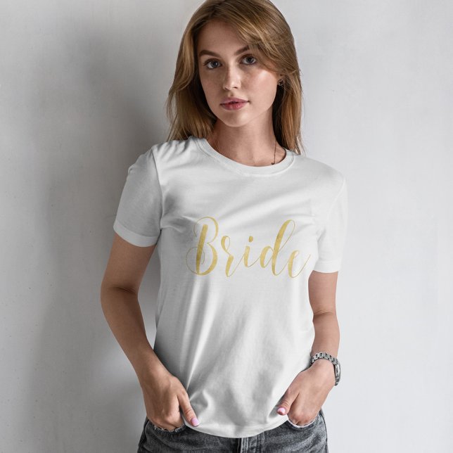 Stylish Gold Script Bride T-Shirt (Von Creator hochgeladen)