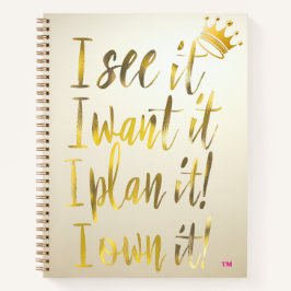 Stylish Gold Script Ivory Motivational Notizbuch