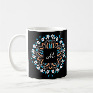 Stylish Gold Torquoise Mandala Monogram Kaffeetasse