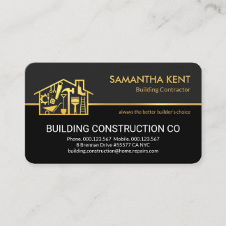 Stylish Gold Zuhause Repair Contractor Visitenkarte