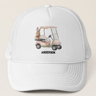 Stylish Golf Cart & Clubs Monogram Trucker Ha Truckerkappe