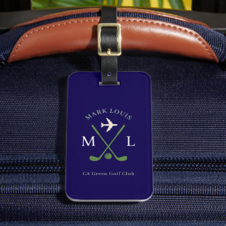 Stylish Golfer Club Travel Monogram Blue Gepäckanhänger