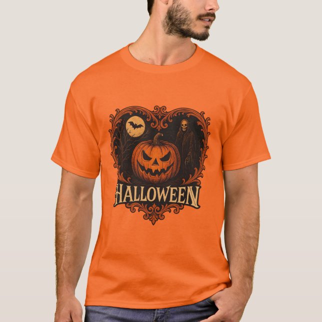 Stylish Gothic Pumpkin Halloween Men’s Graphic T-S T-Shirt (Vorderseite)