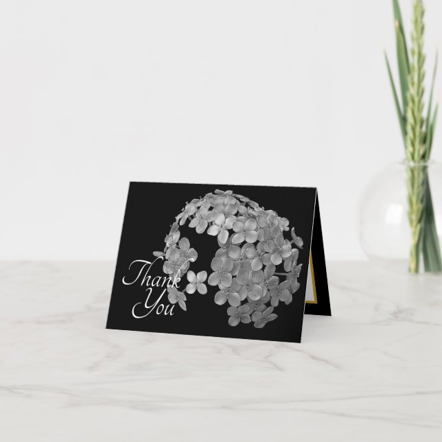 Stylish Gray Botanical Flowers Floral Thank You Karte (Vorderseite)