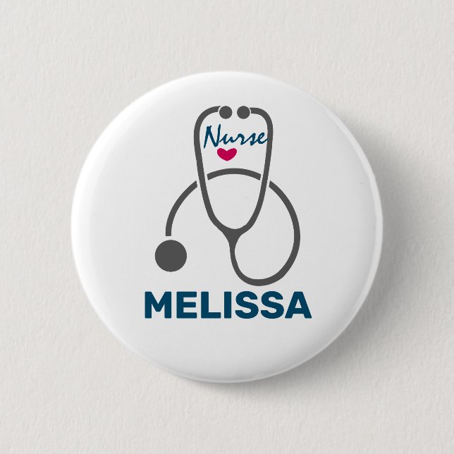 Stylish Gray Nursing Stethoscope Illustration Button (Vorderseite)