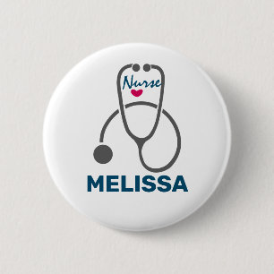 Stylish Gray Nursing Stethoscope Illustration Button