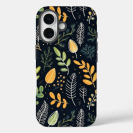 Stylish Green and Yellow Foliage Pattern iPhone 16 Hülle